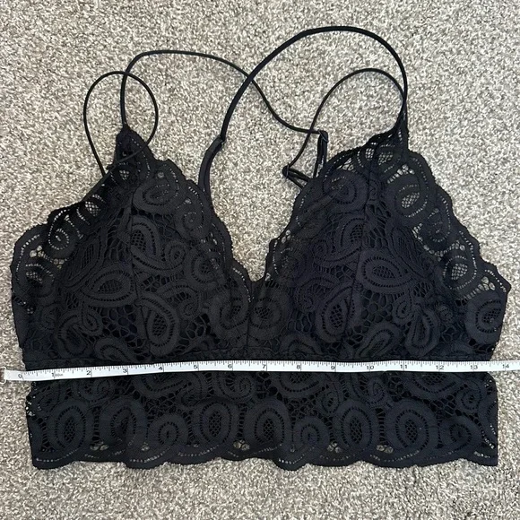 PINK Victoria’s Secret Lace Bralette Black Large Strappy Back Bralette Bra Top - Picture 9 of 11